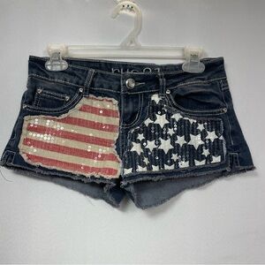 Rue 21 Flag Shorts Blue 1 Americana Low Jean Sequin McBling July Star